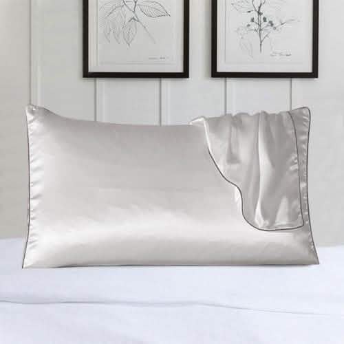 2-Pack: 100% Silk Pillow Cover with Trim Bedding White - DailySale