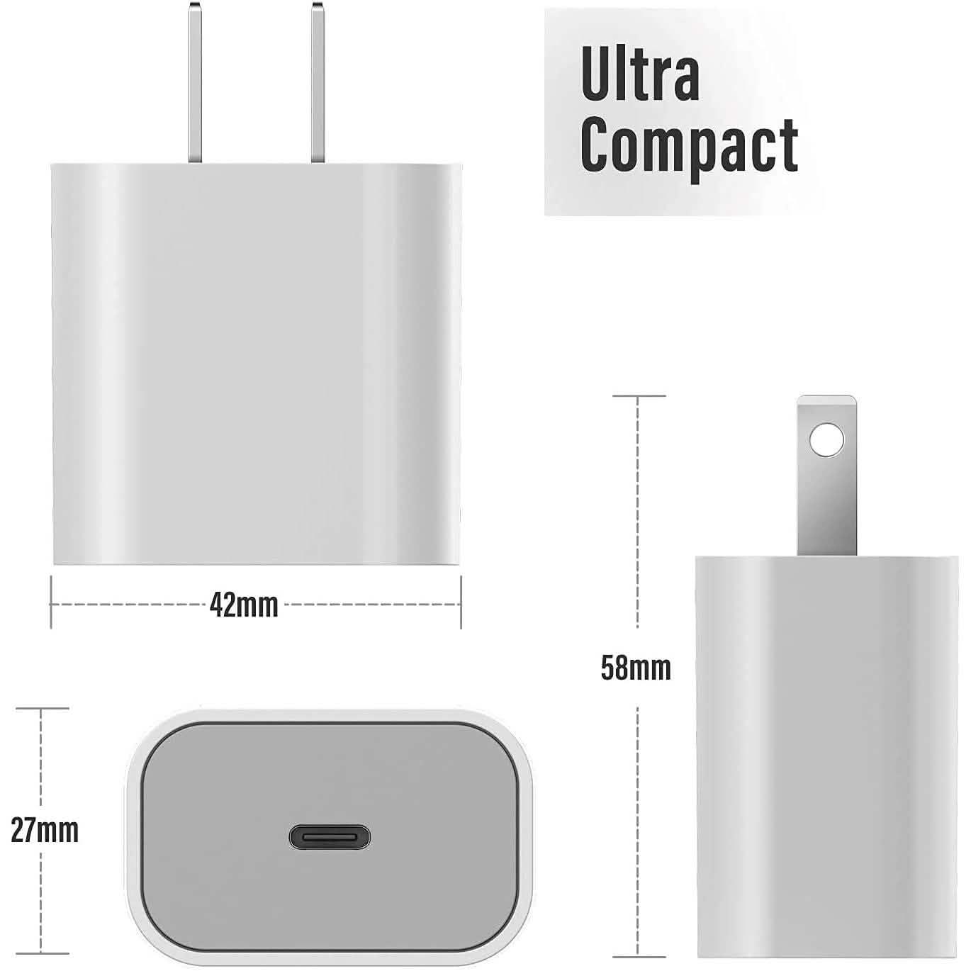 2-Pack: 20W USB-C Wall Charger Plug - Designed for Fast Charging Mobile Accessories - DailySale
