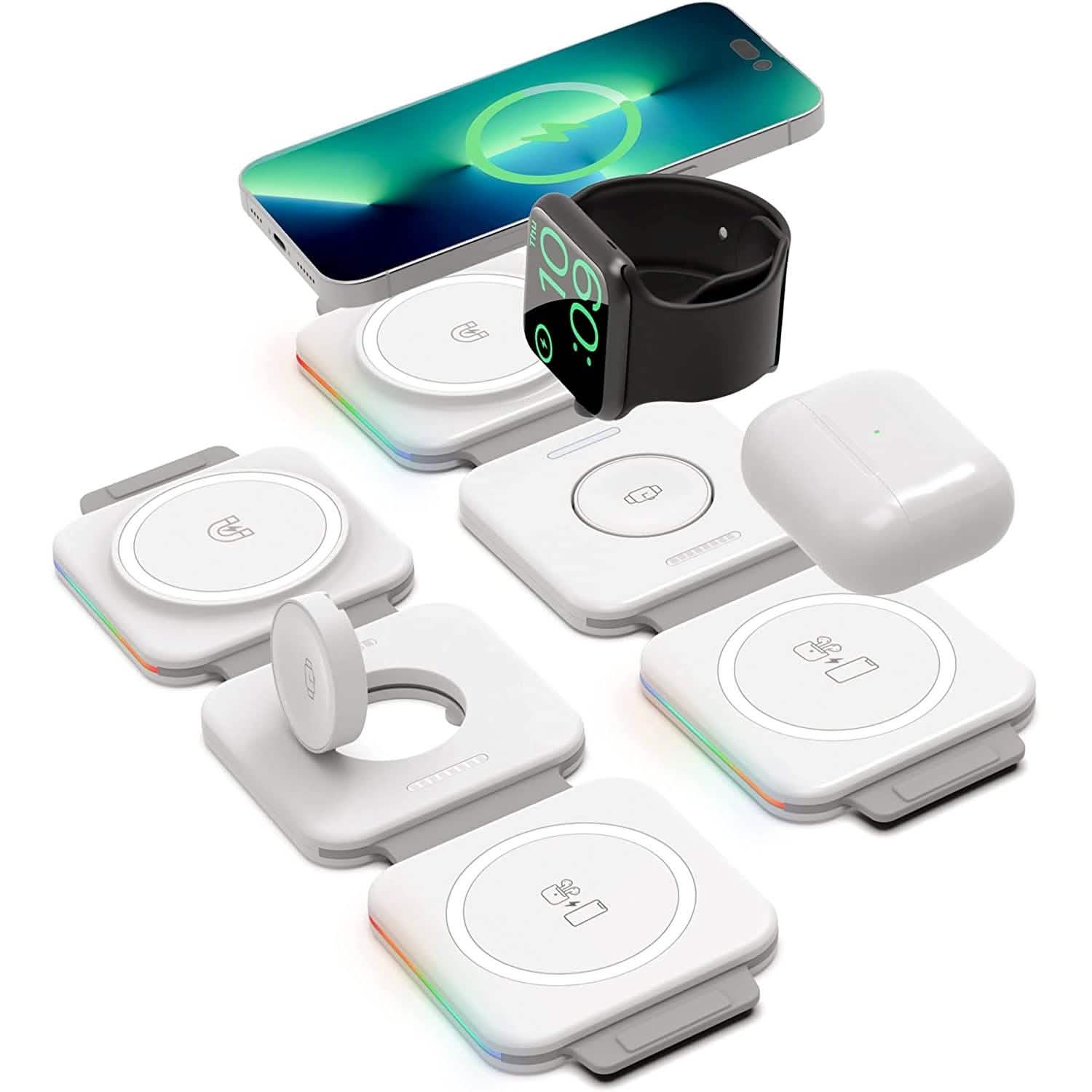 2-Pack: 3-in-1 Travel Charging Station for AirPods, Apple Watch and iPhone Mobile Accessories - DailySale