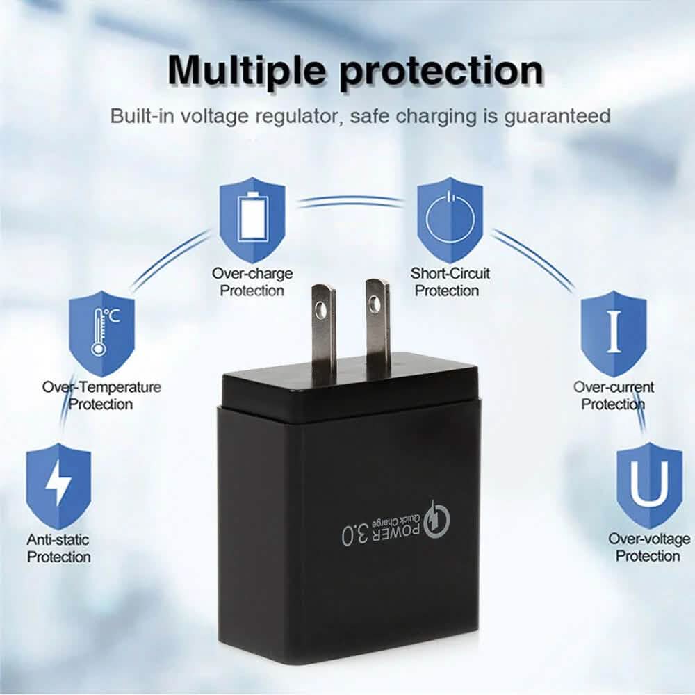 2-Pack: 3 Port LED Fast Quick Charge QC 3.0 USB Hub Display Wall Charger Adapter US Plug Mobile Accessories - DailySale