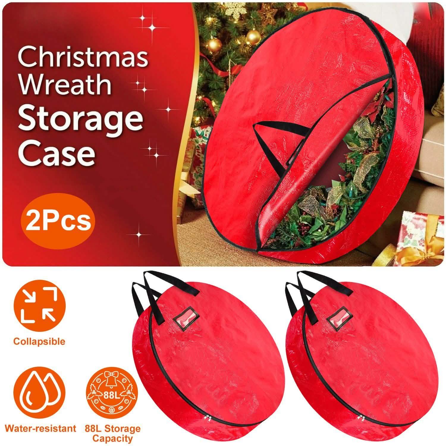 2-Pack: 30" Christmas Wreath Storage Bag 88L Closet & Storage - DailySale