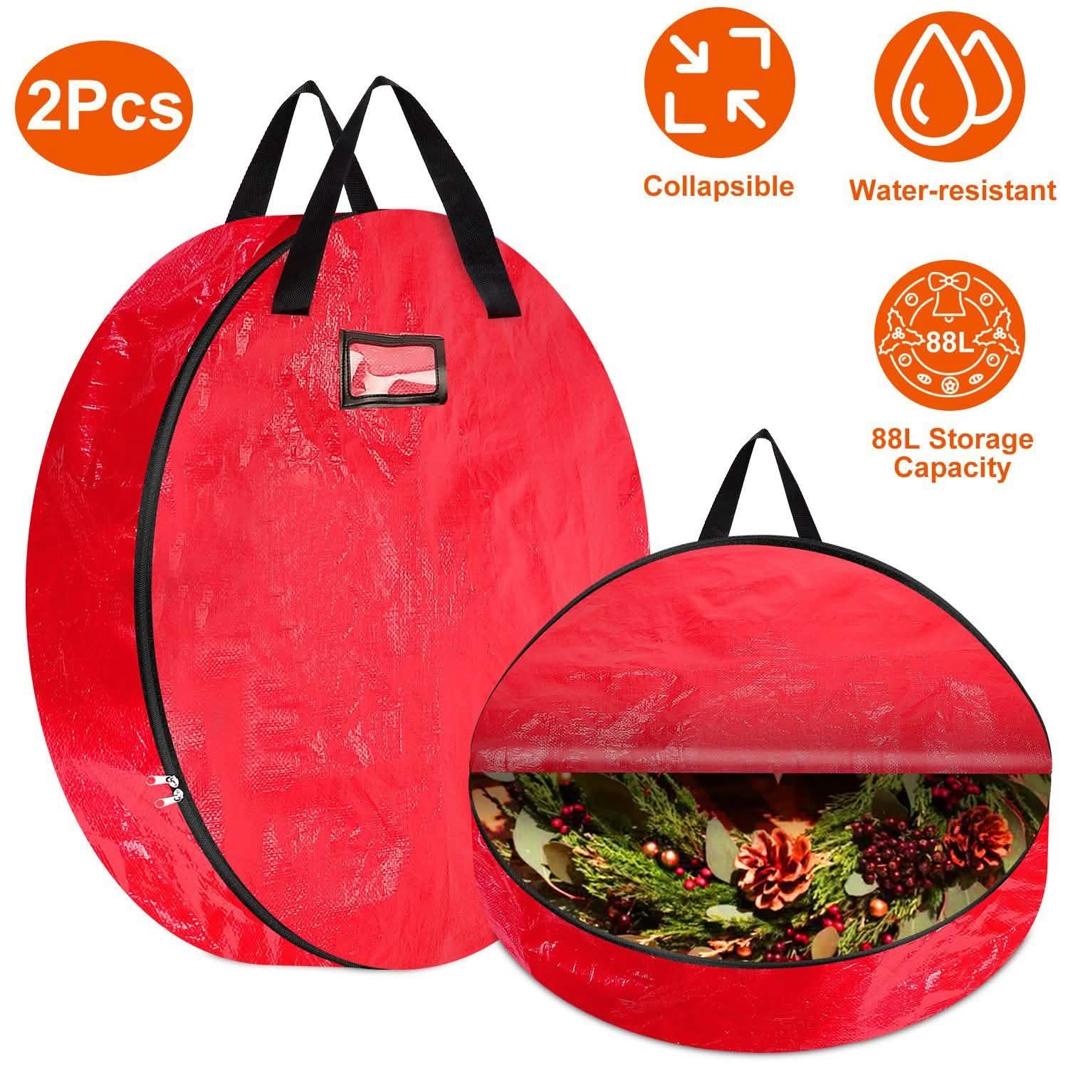 2-Pack: 30" Christmas Wreath Storage Bag 88L Closet & Storage - DailySale