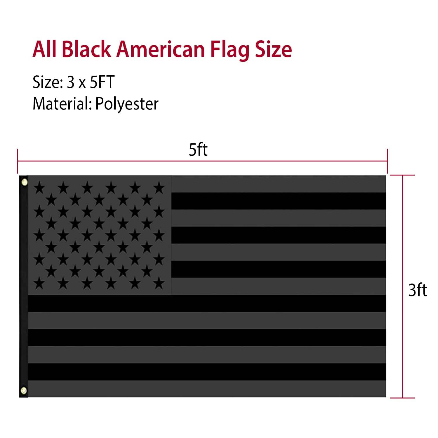 2-Pack: 3X5 Ft. All Black American Flag Everything Else - DailySale