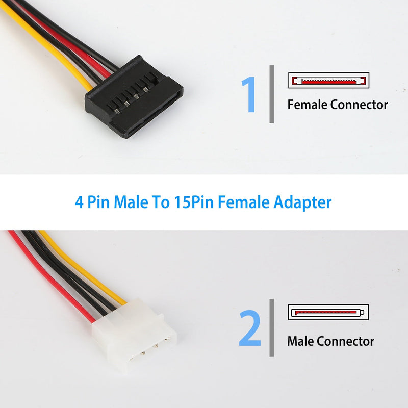 2-Pack: 4 Pin Male To 15Pin Female Data Cable Adapter Computer Accessories - DailySale