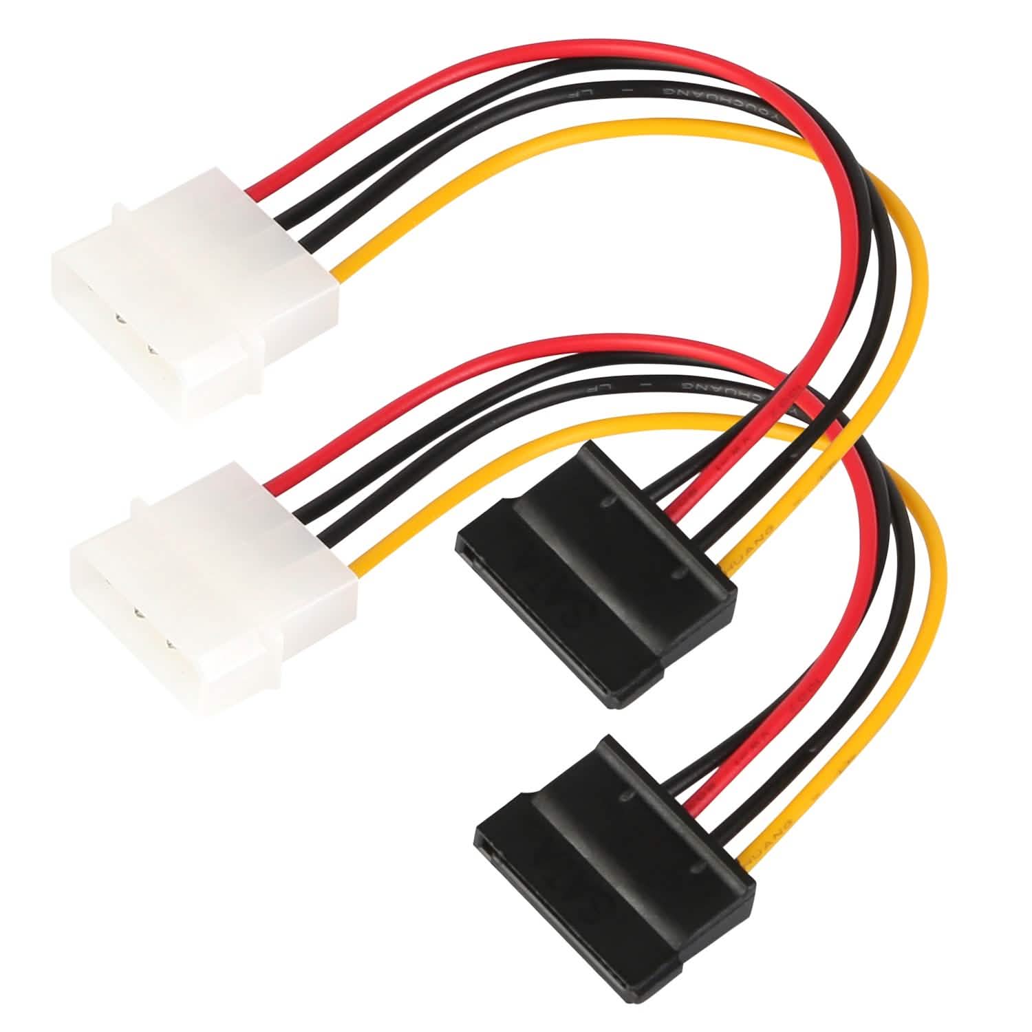 2-Pack: 4 Pin Male To 15Pin Female Data Cable Adapter Computer Accessories - DailySale