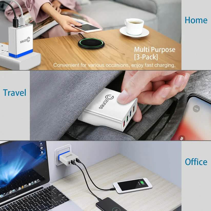 2-Pack: 4 Port High-Speed Wall Charger Mobile Accessories - DailySale