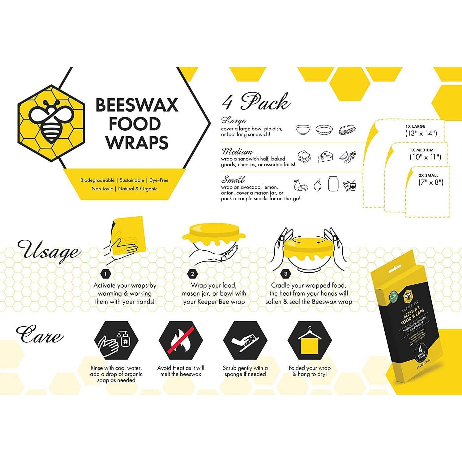 2-Pack: 4 Variety Beeswax Food Wraps Kitchen & Dining - DailySale