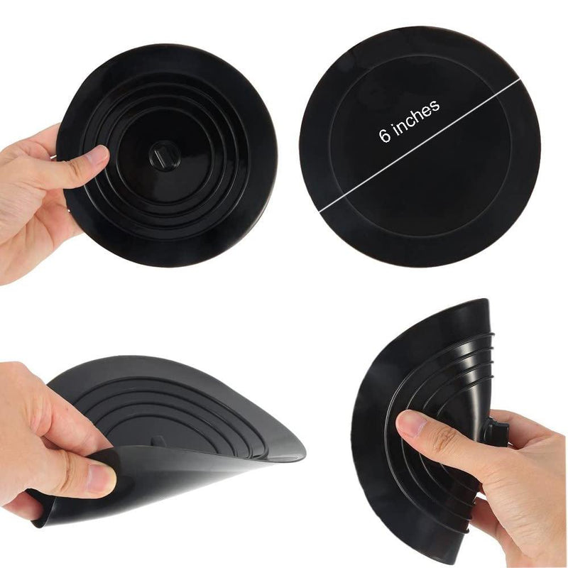 2-Pack: 6" Large Silicone Drain Plug Hair Stopper Flat Suction Cover Bath - DailySale