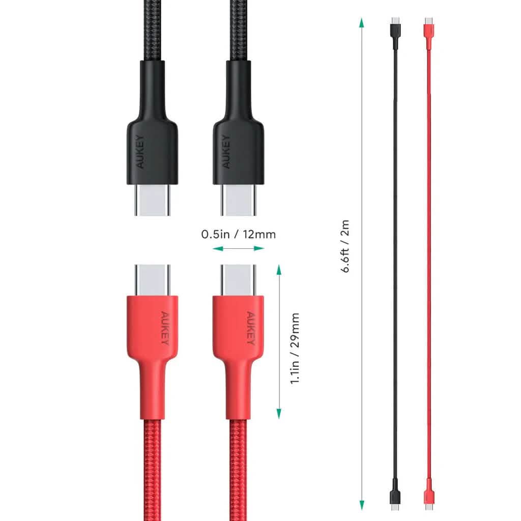 2-Pack: 6.6ft CB-CD28 USB C Cable USB C to USB C Cable Mobile Accessories - DailySale