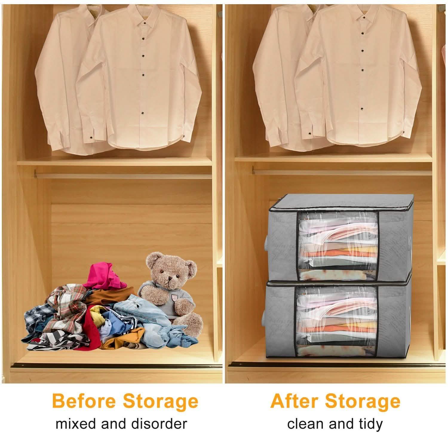 2-Pack: 90L Large Capacity Foldable Closet Organizer Closet & Storage - DailySale