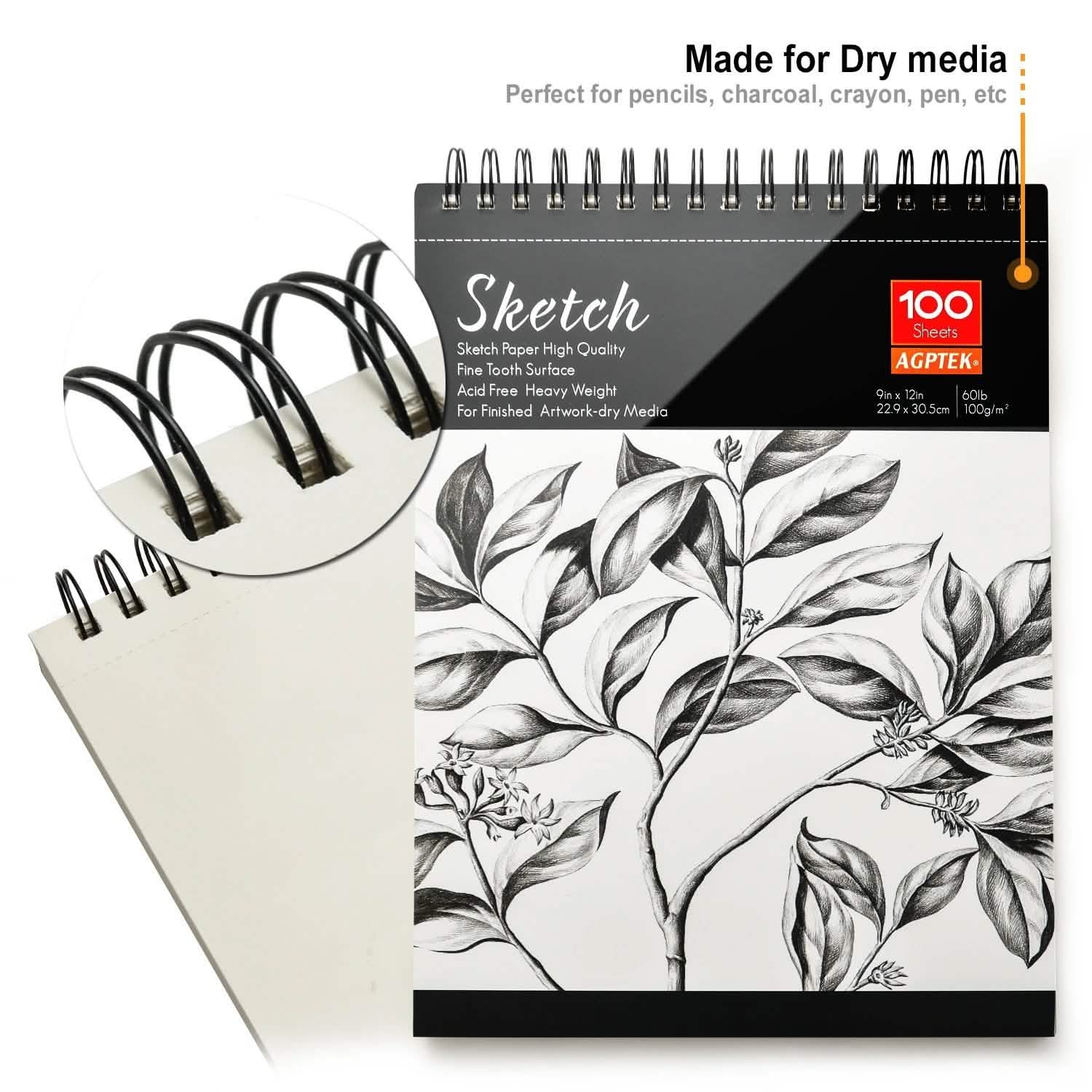 2-Pack: 9X12" 100 Sheets Spiral Sketch Pad Toys & Hobbies - DailySale