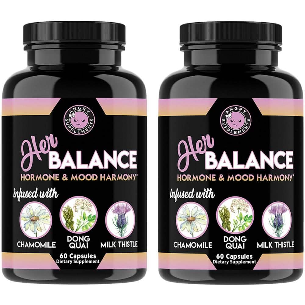 2-Pack: Angry Supplements Her Balance Women's Hormone & Mood, PMS & Menopause Relief Wellness & Fitness - DailySale