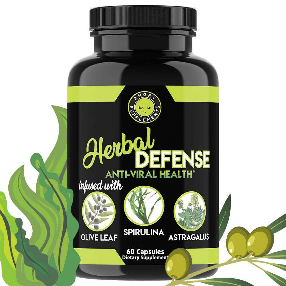 2-Pack: Angry Supplements Herbal Defense Anti Viral Immune Support, Spirulina Olive Leaf Wellness & Fitness - DailySale