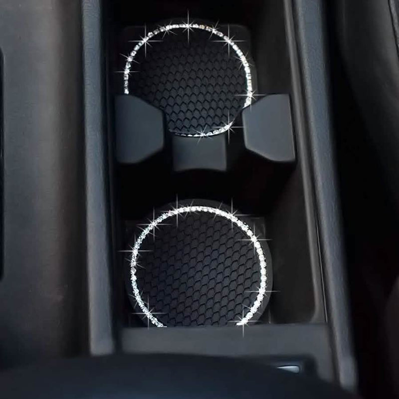 2-Pack: Anti-Slip Crystal Rhinestone Car Coaster Automotive - DailySale