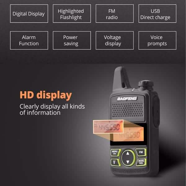 2-Pack: Baofeng T1 Walkie Talkie Tactical - DailySale