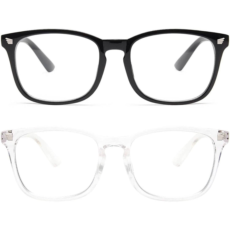 2-Pack: Blue Light Blocking Glasses Women's Shoes & Accessories Black/Clear - DailySale