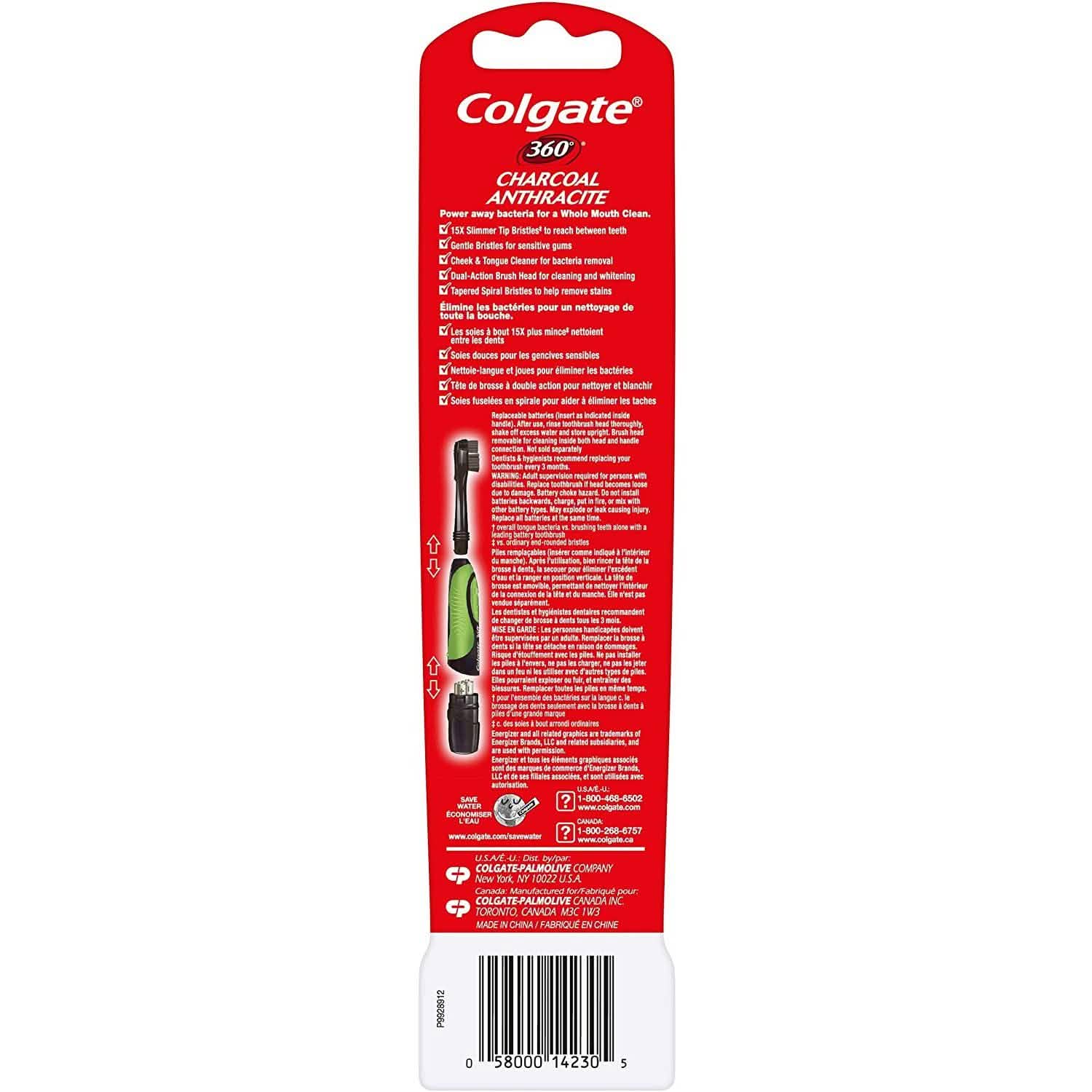 2-Pack: Colgate 360 Battery Powered Charcoal Toothbrush Beauty & Personal Care - DailySale