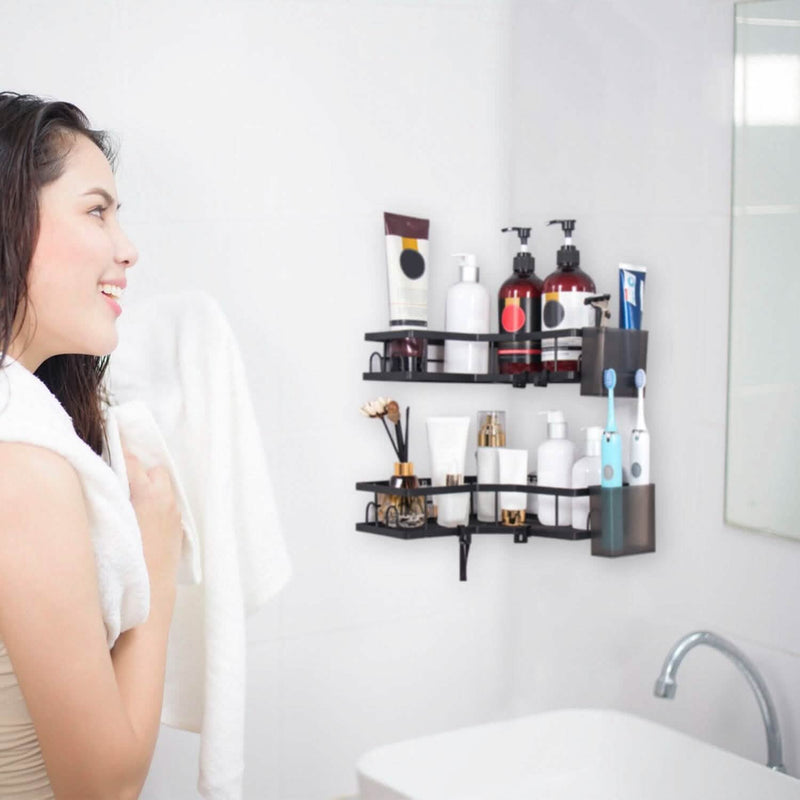 2-Pack: Corner Shower Caddy No Drilling Adhesive Shower Organizer Bath - DailySale