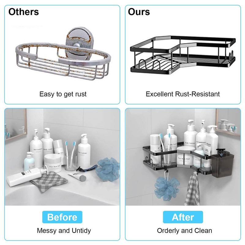 2-Pack: Corner Shower Caddy No Drilling Adhesive Shower Organizer Bath - DailySale