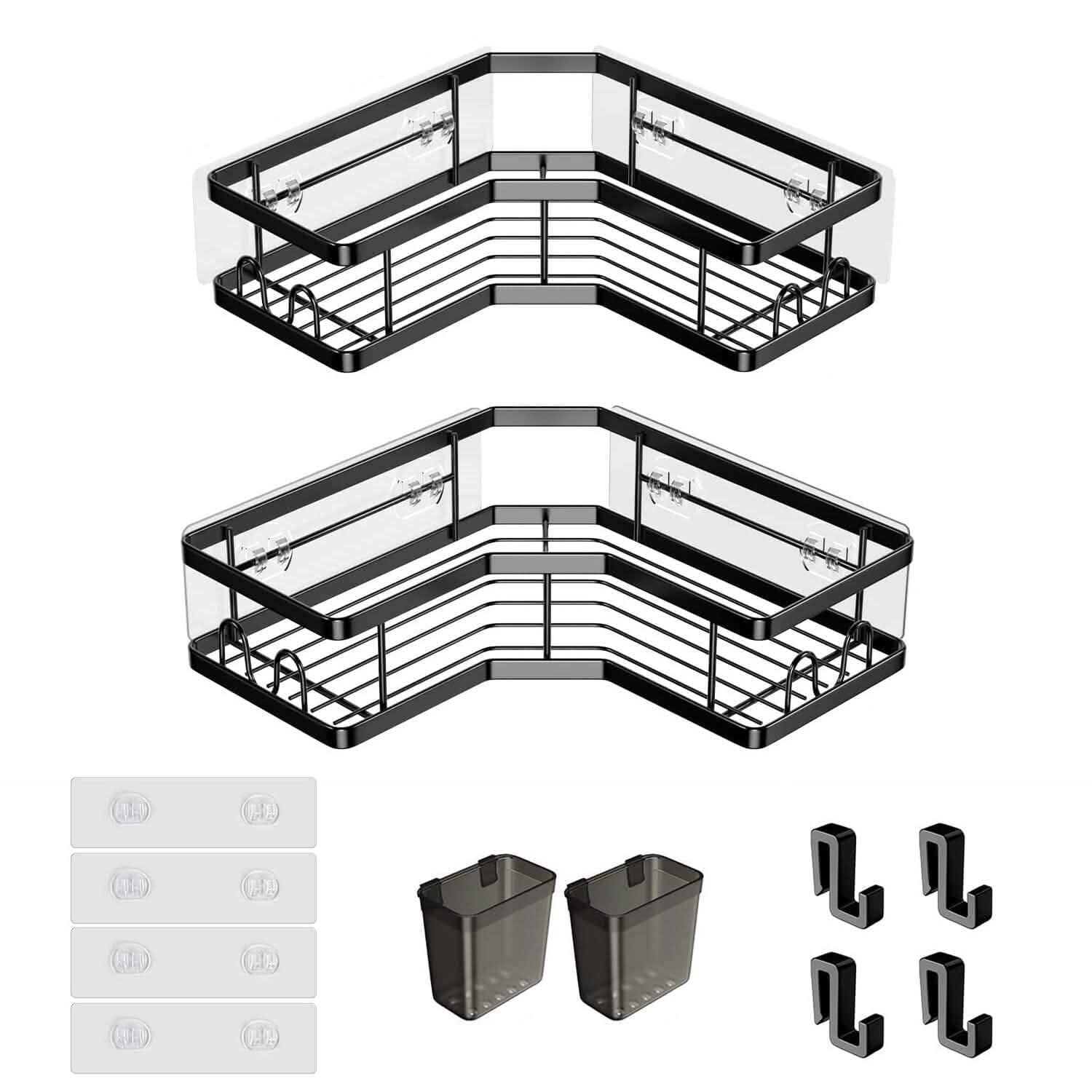 2-Pack: Corner Shower Caddy No Drilling Adhesive Shower Organizer Bath - DailySale
