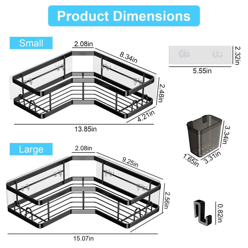 2-Pack: Corner Shower Caddy No Drilling Adhesive Shower Organizer Bath - DailySale