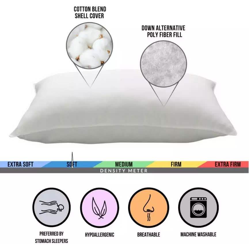 2-Pack: Cotton Blend Superior Down-Like SOFT Stomach Sleeper Pillow Bedding - DailySale