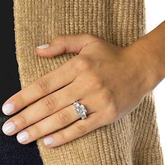 2-Pack: Cushion Cut Studs and Cushion Cut Ring with Side Stones Rings - DailySale