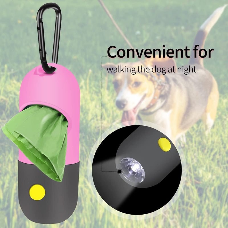 2-Pack: Dog Poop Bag Dispenser with Built-in LED Flashlight