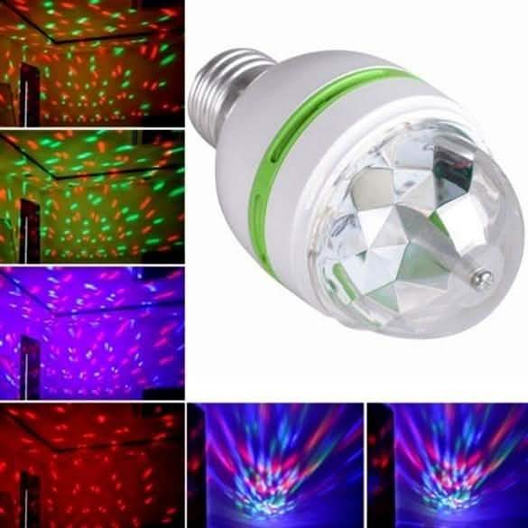 2-Pack: E27 3W Auto Rotating RGB LED Stage Light Indoor Lighting - DailySale
