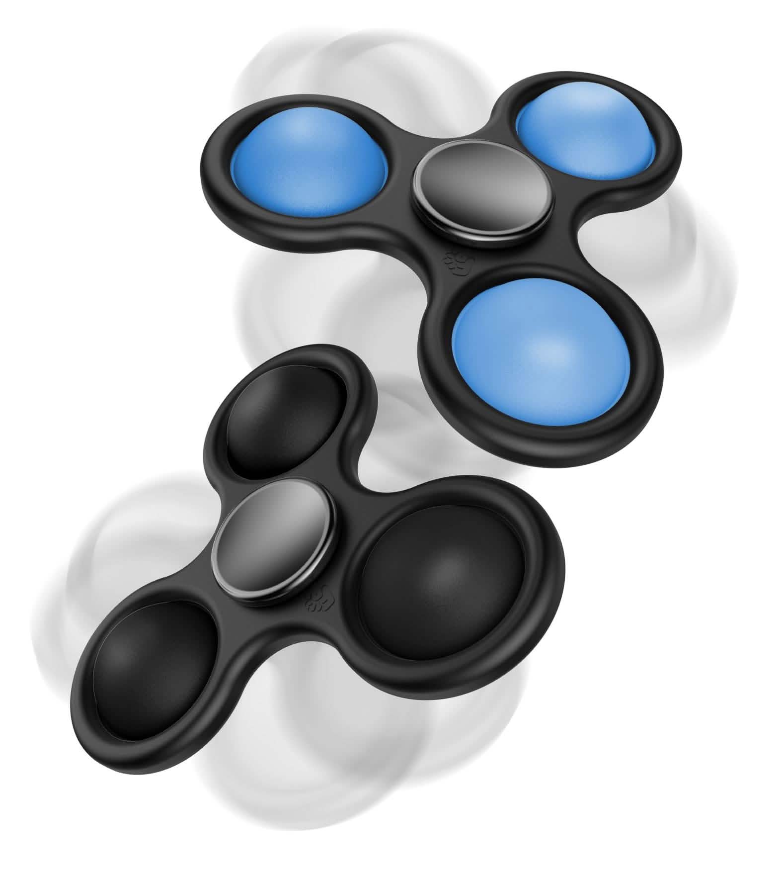 2-Pack: Fidget Spinner Pop It Toy Toys & Games Black/Blue - DailySale