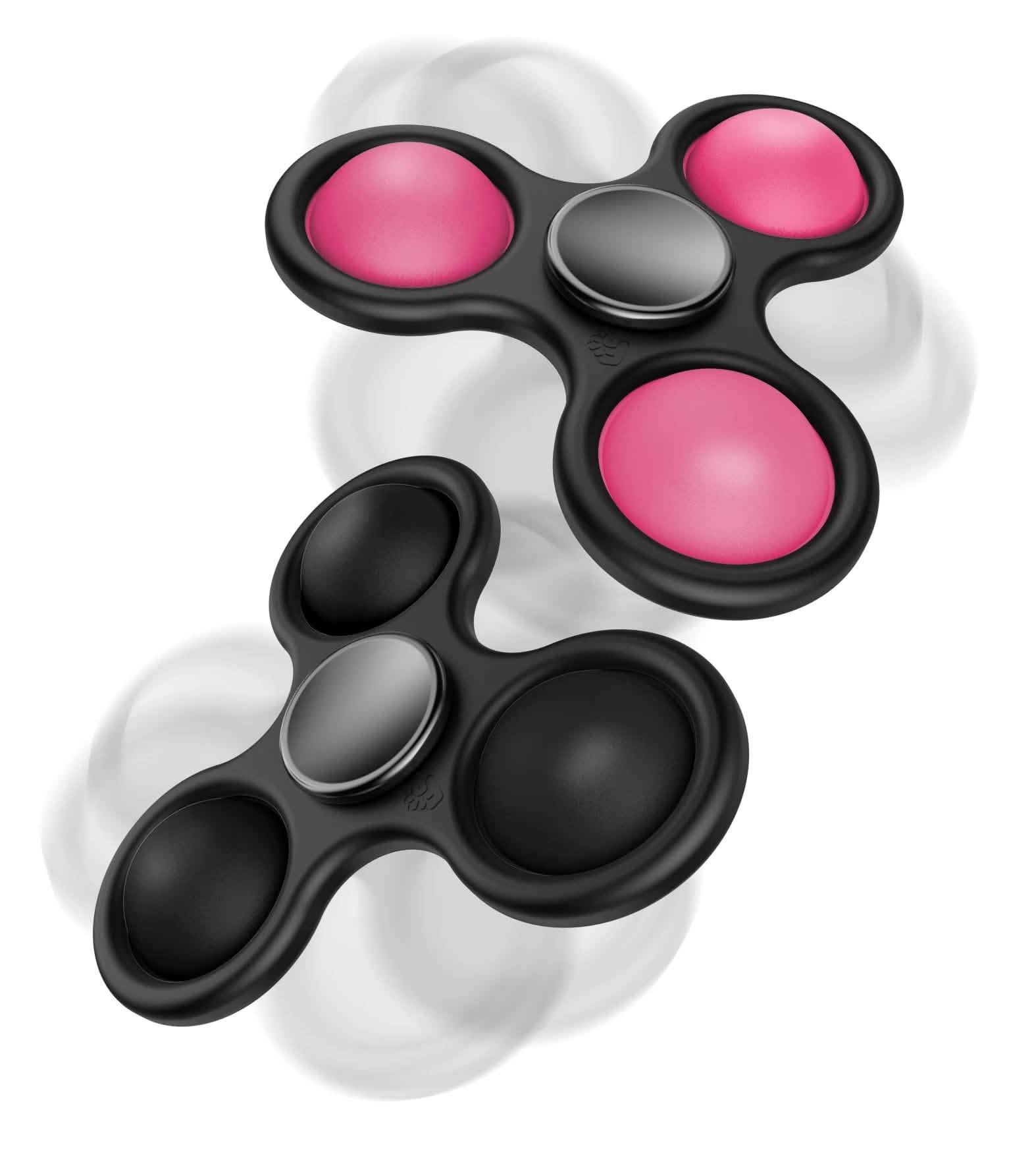 2-Pack: Fidget Spinner Pop It Toy Toys & Games Black/Pink - DailySale