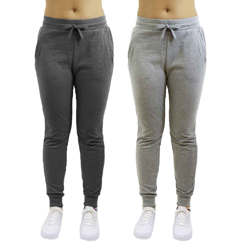 2-Pack: Galaxy By Harvic Women's Heavyweight Fleece-Lined Joggers Women's Apparel S Charcoal/Heather Gray - DailySale