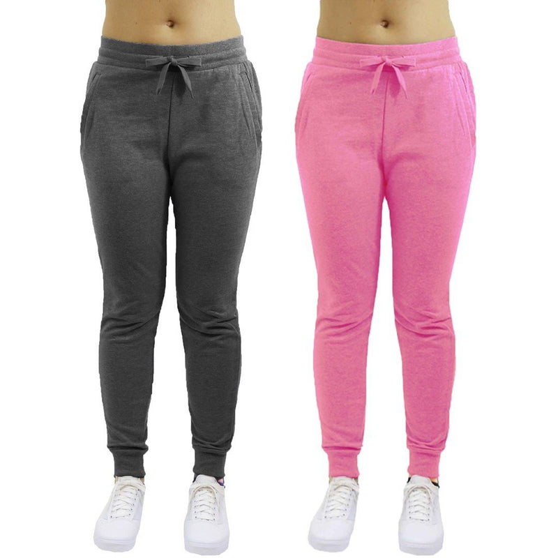 2-Pack: Galaxy By Harvic Women's Heavyweight Fleece-Lined Joggers Women's Apparel S Charcoal/Pink - DailySale