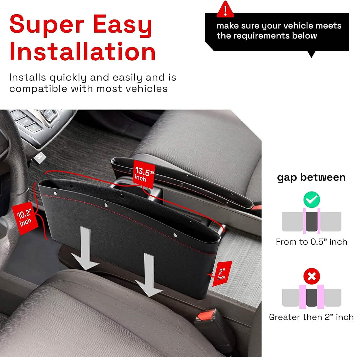 2-Pack: Gap Filler Car Seat Organizer Automotive - DailySale