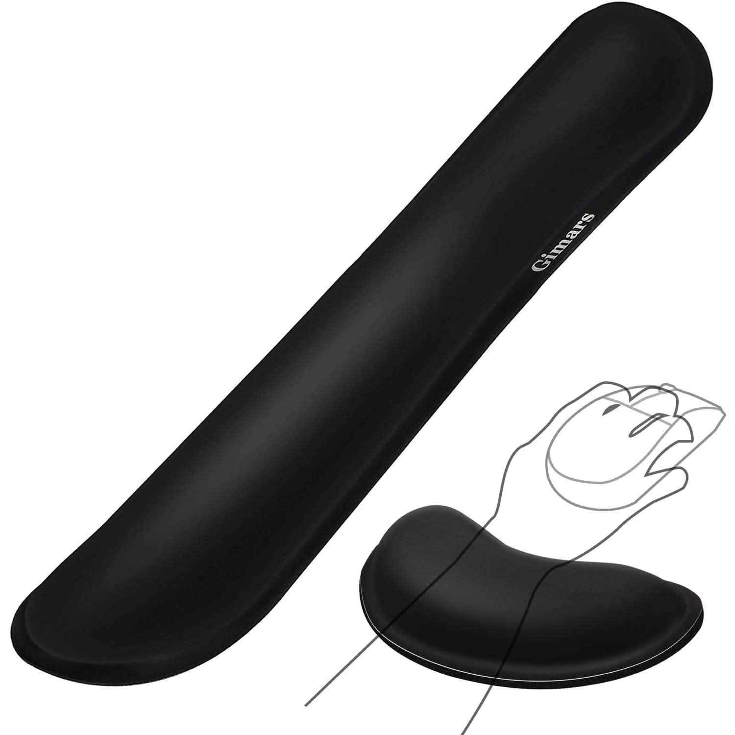 2-Pack: Gimars Upgrade Enlarge Gel Memory Foam Set Keyboard Wrist Rest Pad Computer Accessories Black - DailySale