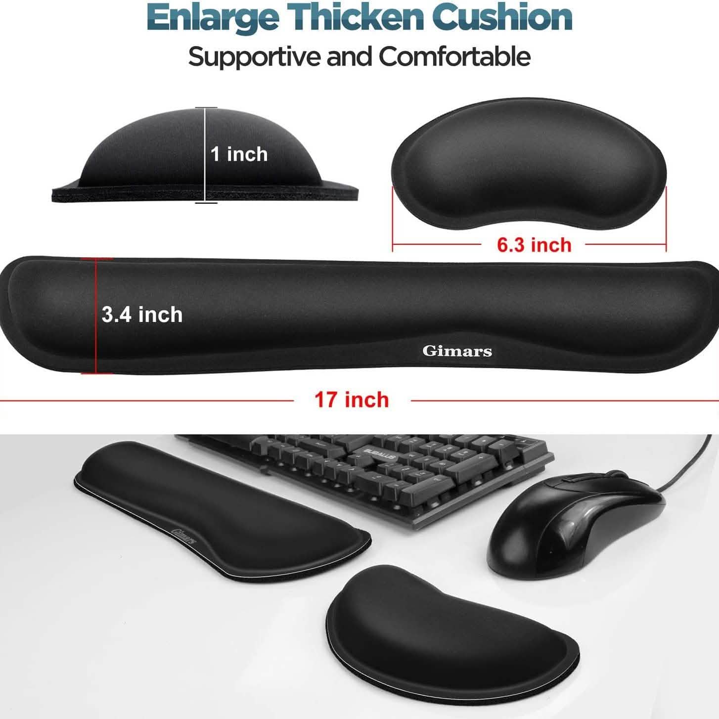2-Pack: Gimars Upgrade Enlarge Gel Memory Foam Set Keyboard Wrist Rest Pad Computer Accessories - DailySale