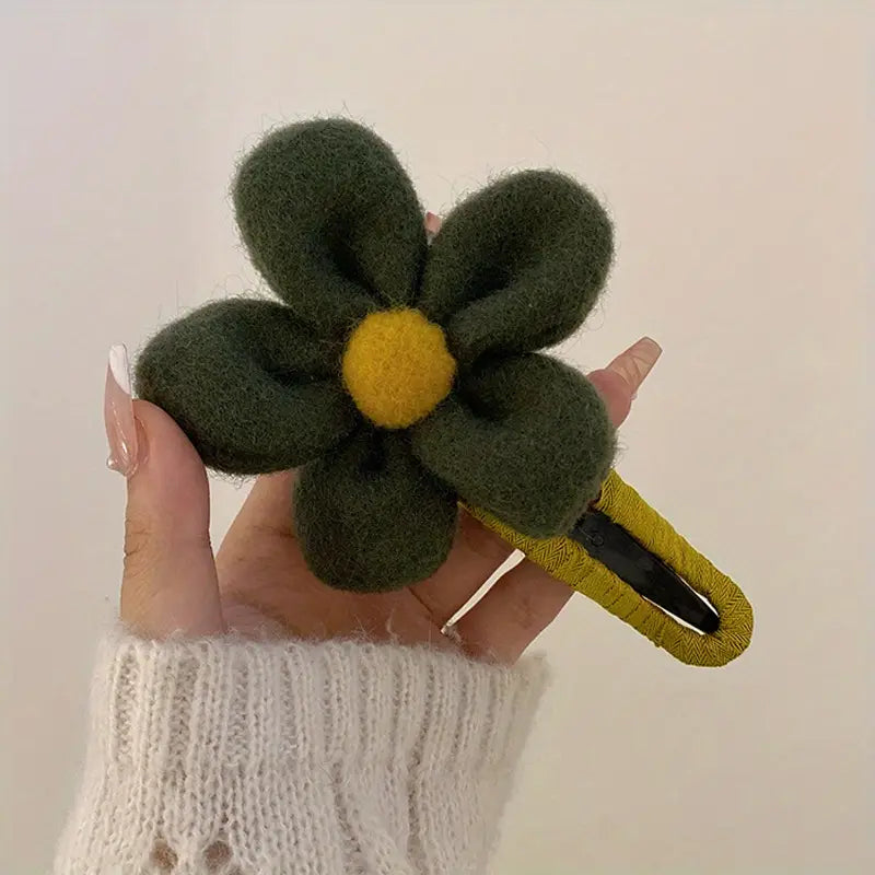 2-Pack: Gorgeous Plush Flower Hairpin Women's Shoes & Accessories Green - DailySale