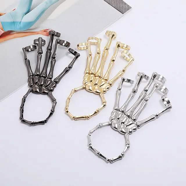 2-Pack: Gothic Bone Bracelet with Ring Holiday Decor & Apparel - DailySale