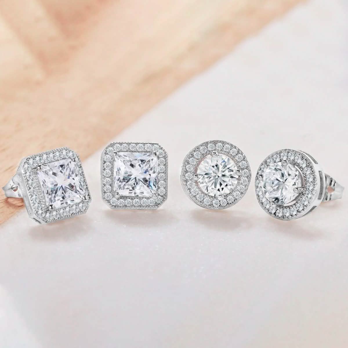 2-Pack: Halo Stud Earrings with Swarovski Elements Jewelry - DailySale