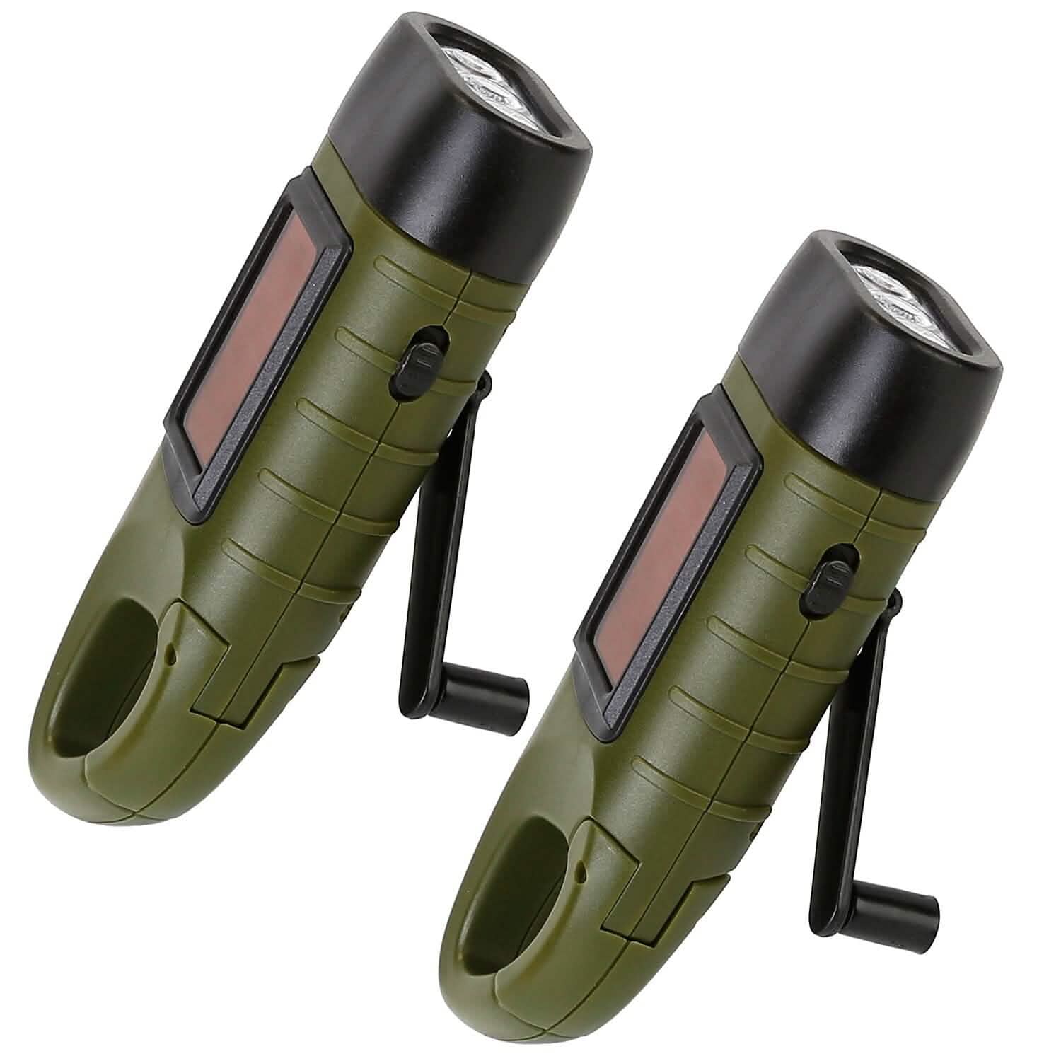 2-Pack: Hand Crank Solar Powered Flashlight Sports & Outdoors - DailySale