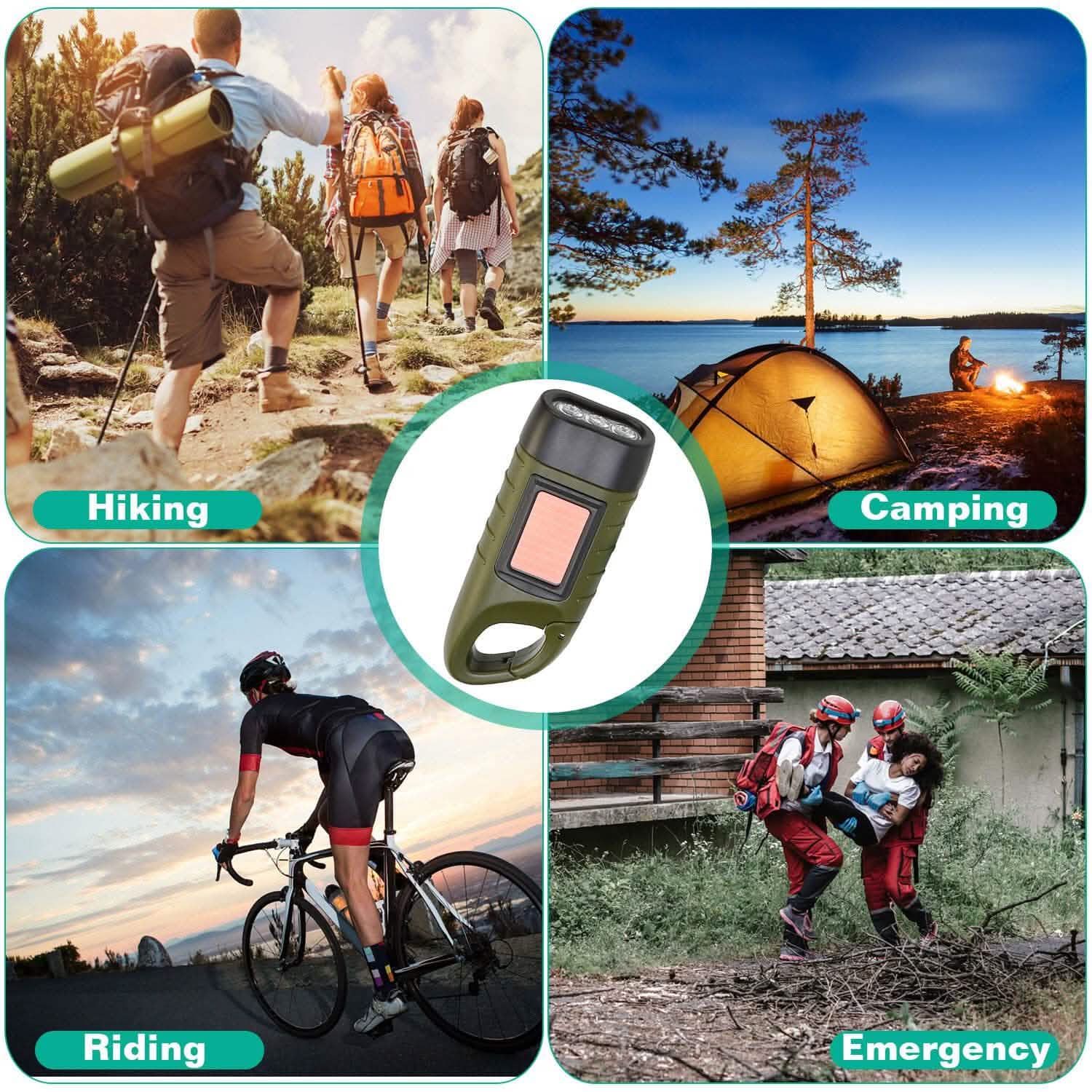 2-Pack: Hand Crank Solar Powered Flashlight Sports & Outdoors - DailySale