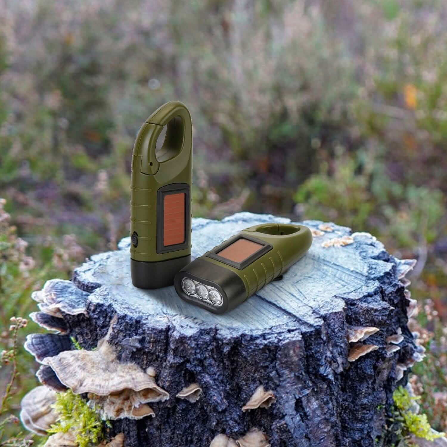 2-Pack: Hand Crank Solar Powered Flashlight Sports & Outdoors - DailySale