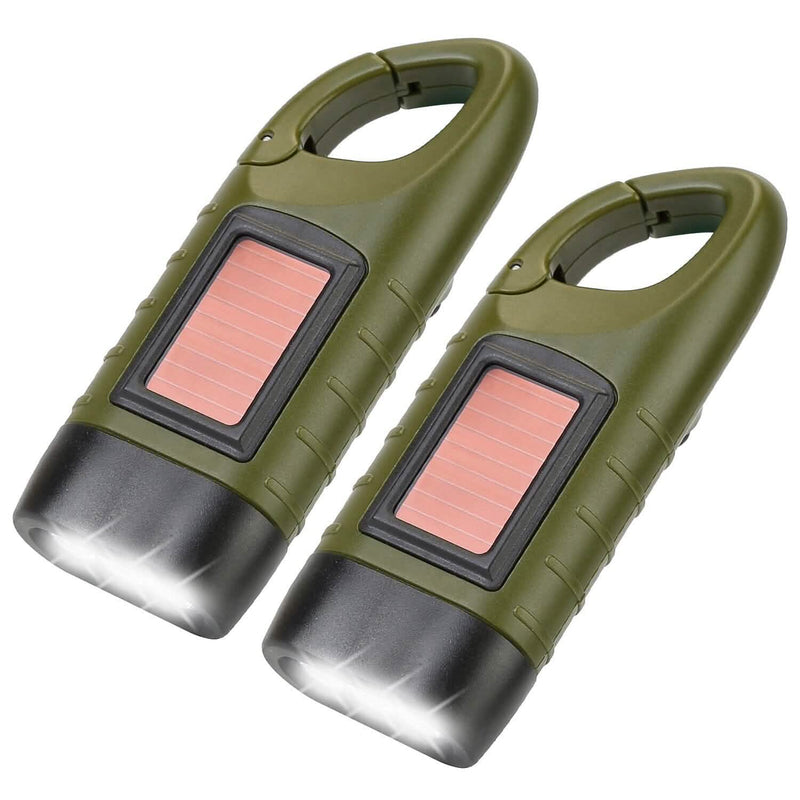2-Pack: Hand Crank Solar Powered Flashlight Sports & Outdoors - DailySale