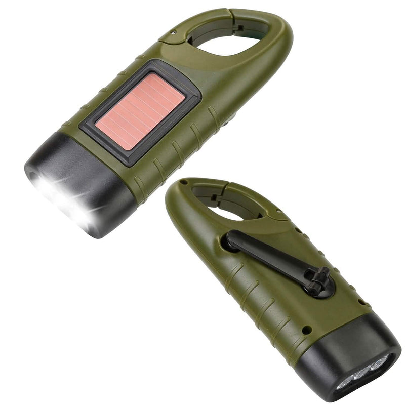 2-Pack: Hand Crank Solar Powered Flashlight Sports & Outdoors - DailySale