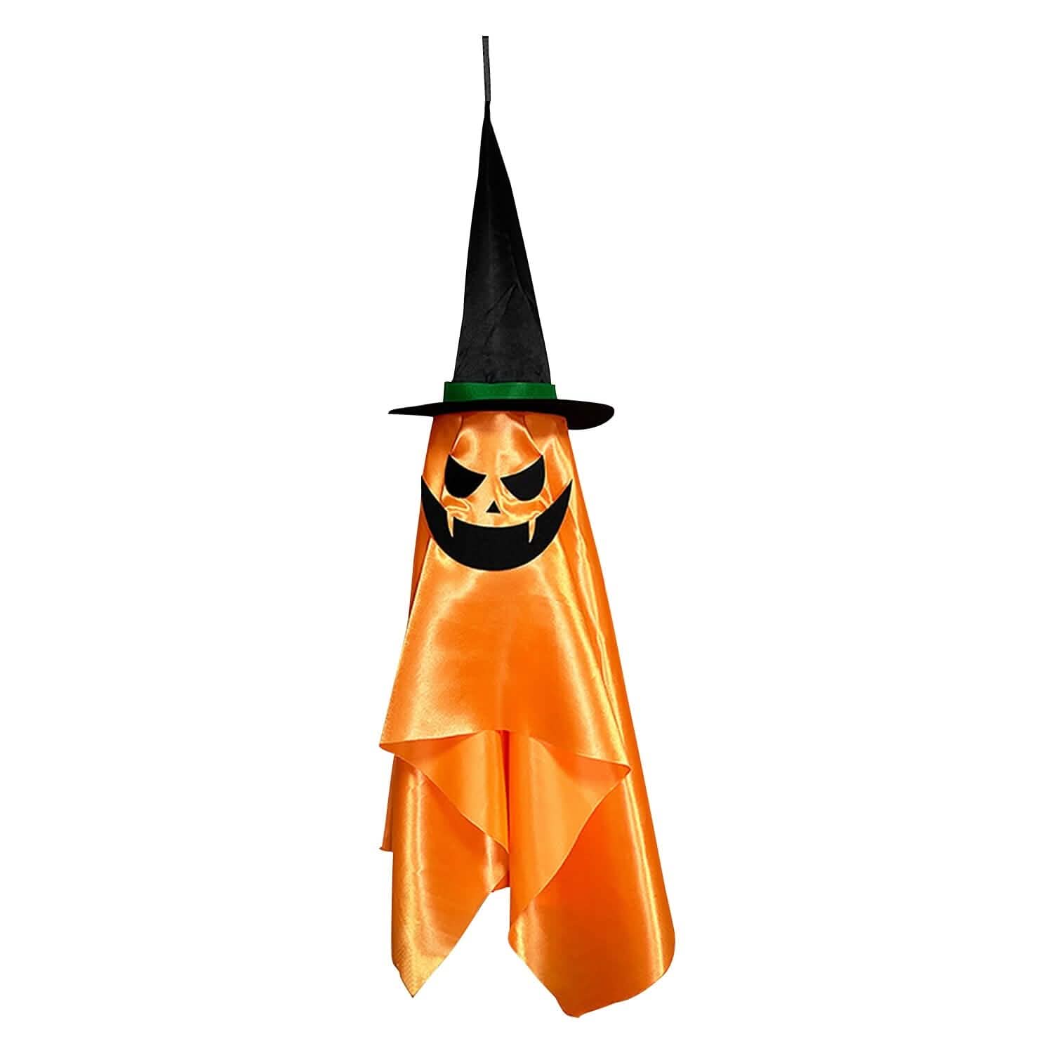 2-Pack: Hanging Ghosts with Wizard Hat Snicker Scary Face Holiday Decor & Apparel - DailySale