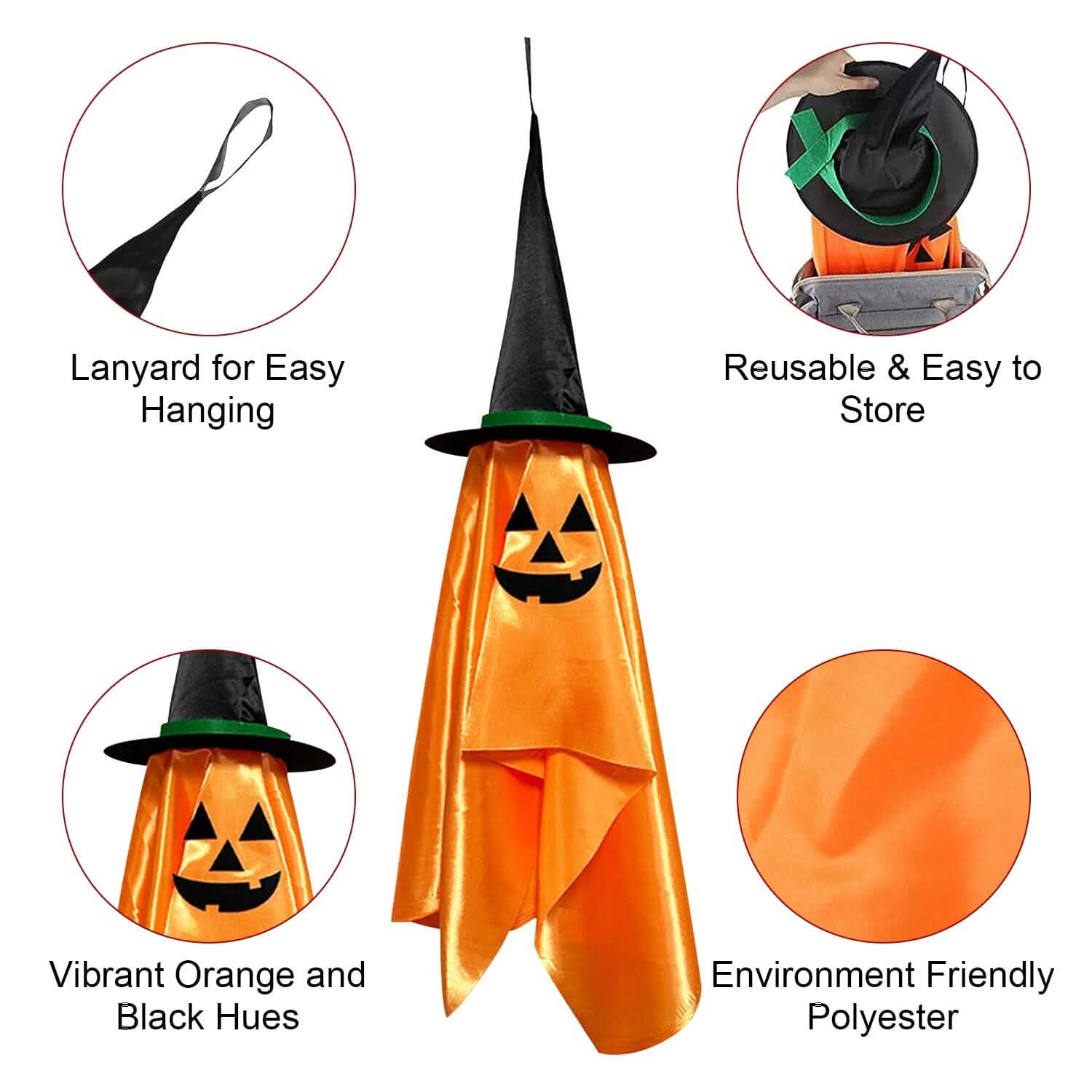 2-Pack: Hanging Ghosts with Wizard Hat Snicker Scary Face Holiday Decor & Apparel - DailySale