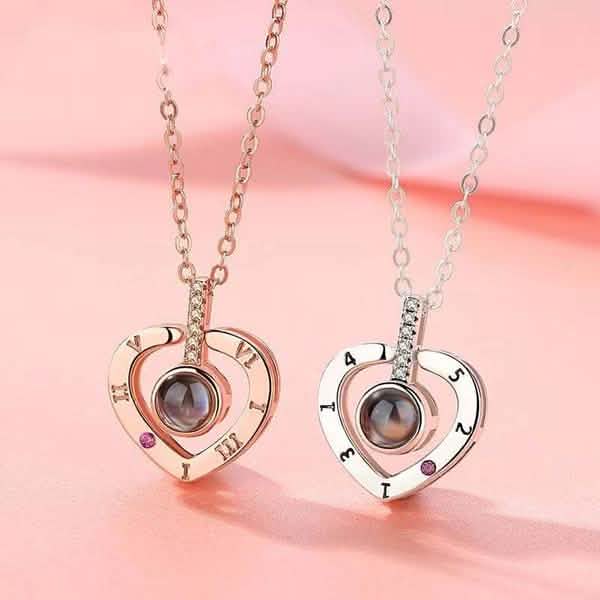 2-Pack: I Love You In 100 Languages Necklace Micro-engraved Light Projection Pendant Necklaces - DailySale