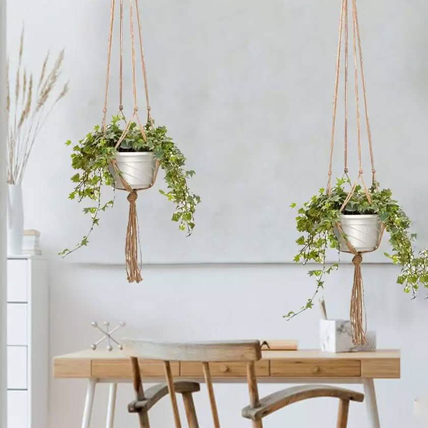 plant hangers indoor nearby 2-Pack: Indoor Outdoor Hanging Pot Rope Net Macrame Plant Hanger 2.95ft