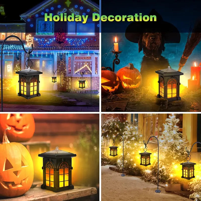 2-Pack: IP65 Waterproof Solar Outdoor Lights With Flickering Flame Holiday Decor & Apparel - DailySale
