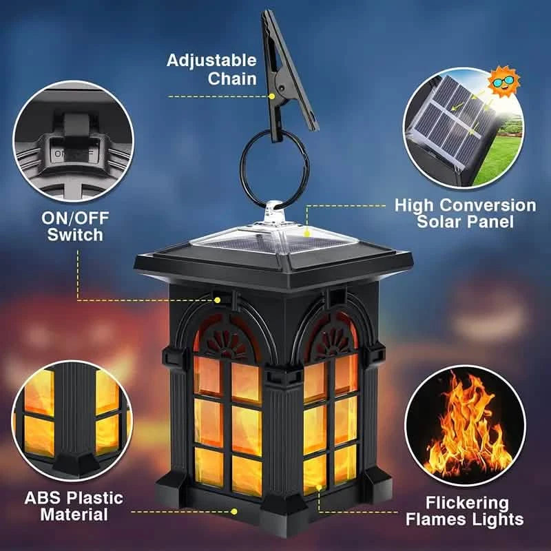 2-Pack: IP65 Waterproof Solar Outdoor Lights With Flickering Flame Holiday Decor & Apparel - DailySale